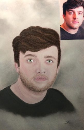 Brenda, Grandson BJ, pastel.